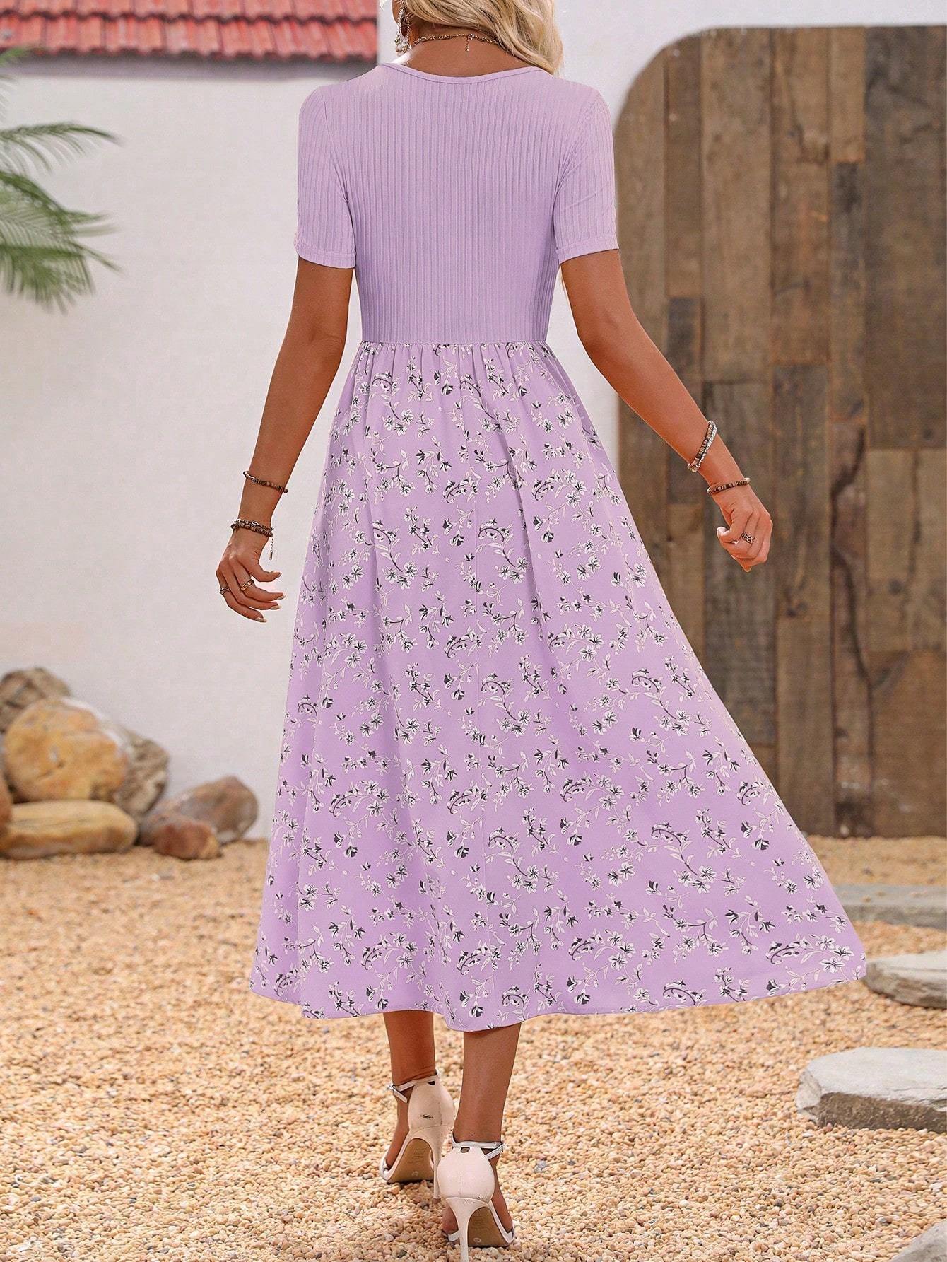 Clasi Floral Print Scoop Neck Dress