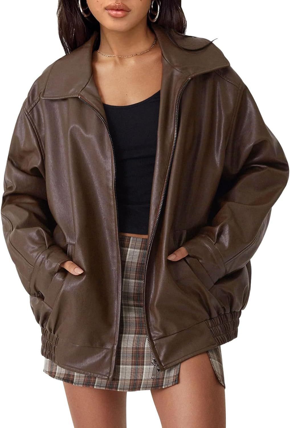 Women's Oversized Biker's Leather Jacket