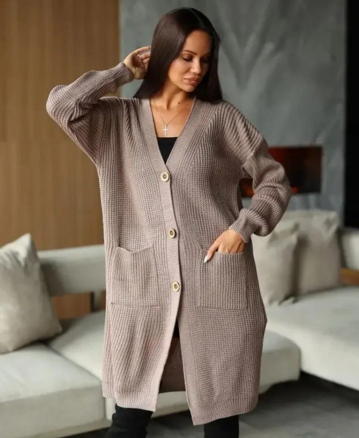 Loose And Versatile Long Sleeved Knitted Cardigan Jacket