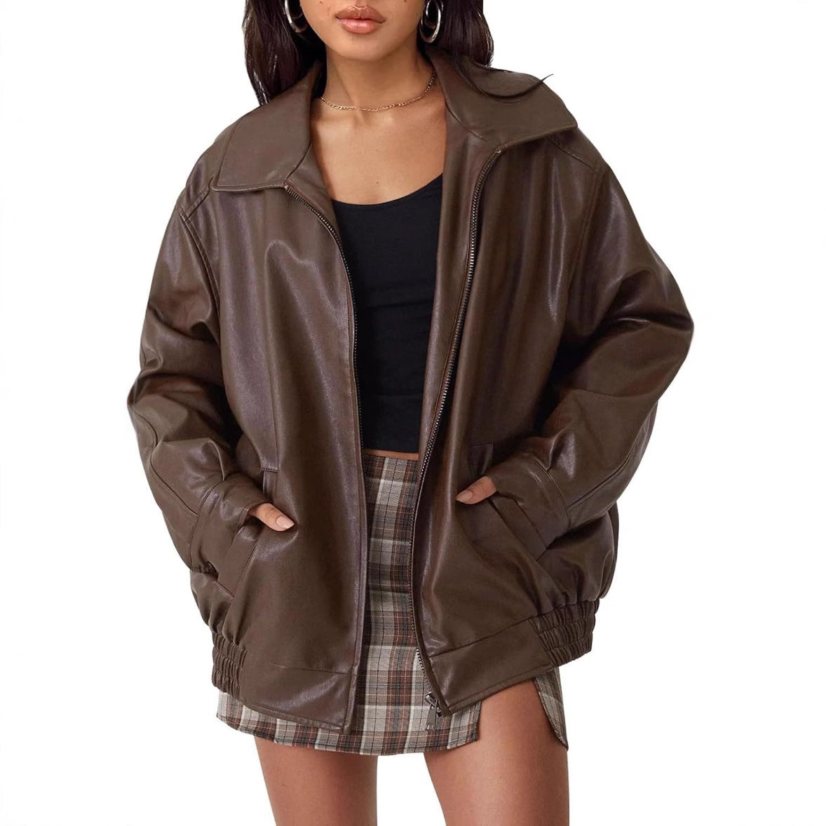 Women's Oversized Biker's Leather Jacket