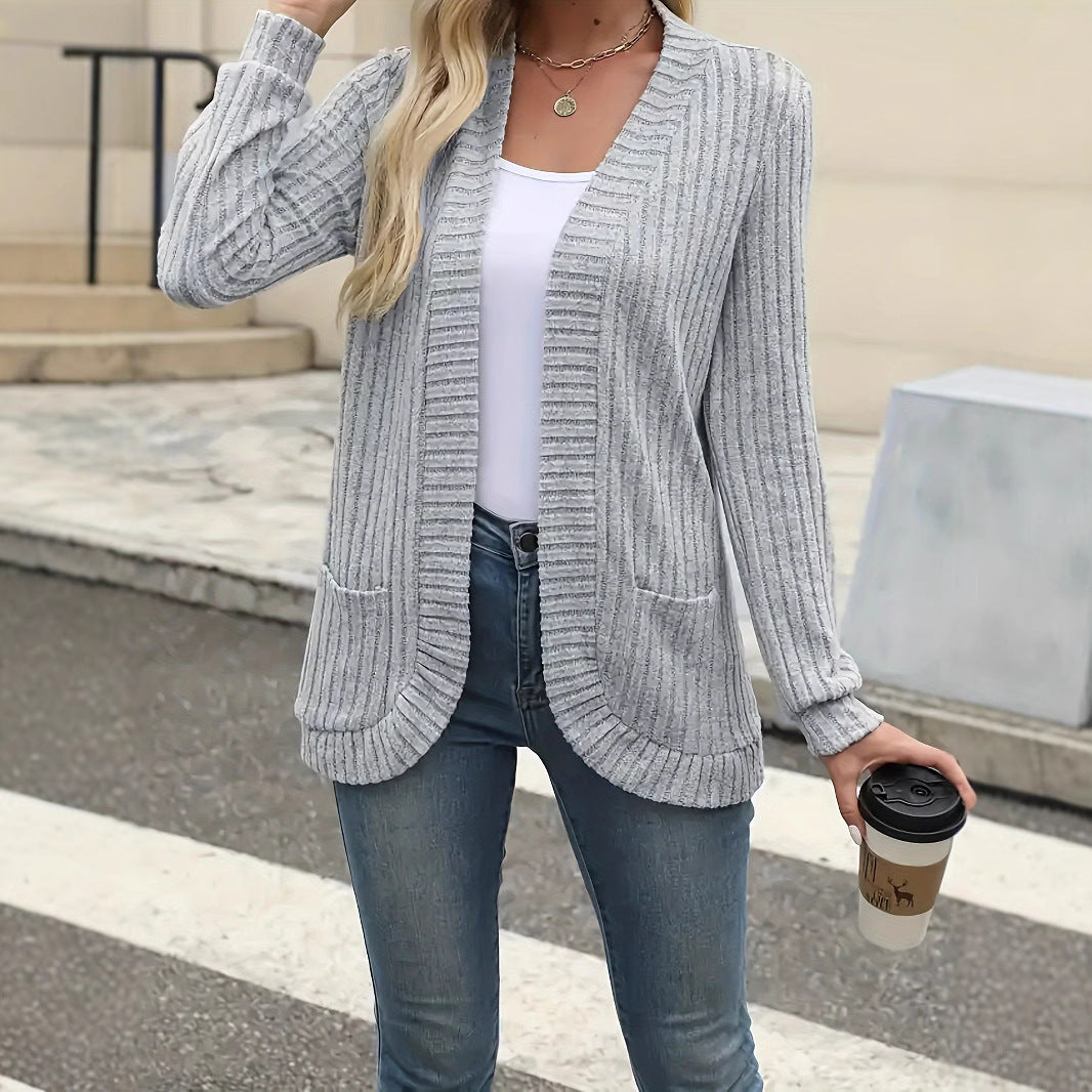 Sanding Casual Patchwork Long Sleeve Cardigan Jacket