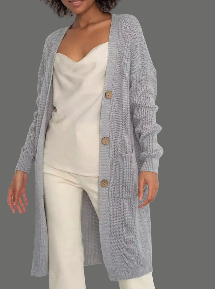 Loose And Versatile Long Sleeved Knitted Cardigan Jacket