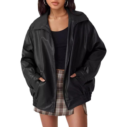 Women's Oversized Biker's Leather Jacket