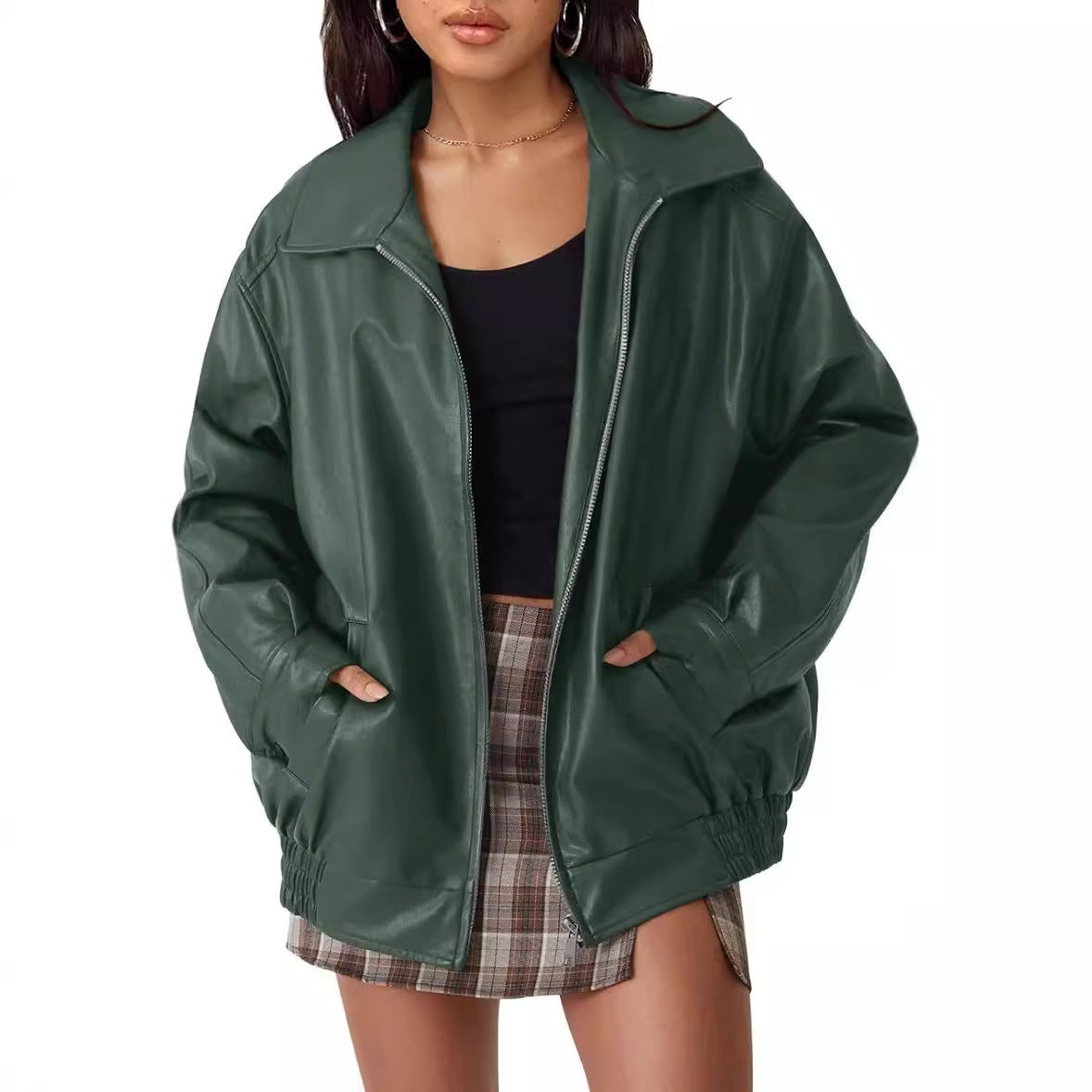 Women's Oversized Biker's Leather Jacket